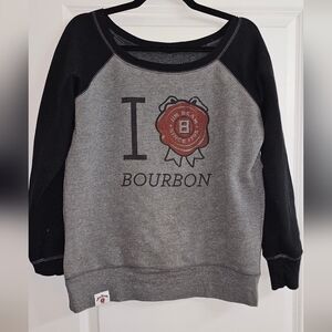 Women's Gray and Black Jim Beam Crew Neck Sweater